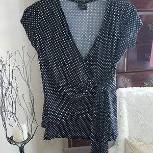 Black and white polka dot blouse